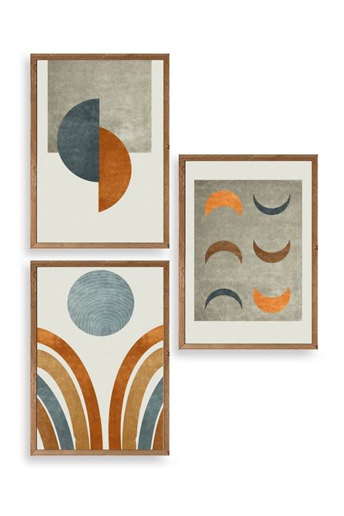 Manzara Üçlü Ahşap Çerçeveli Tablo 17 x 23