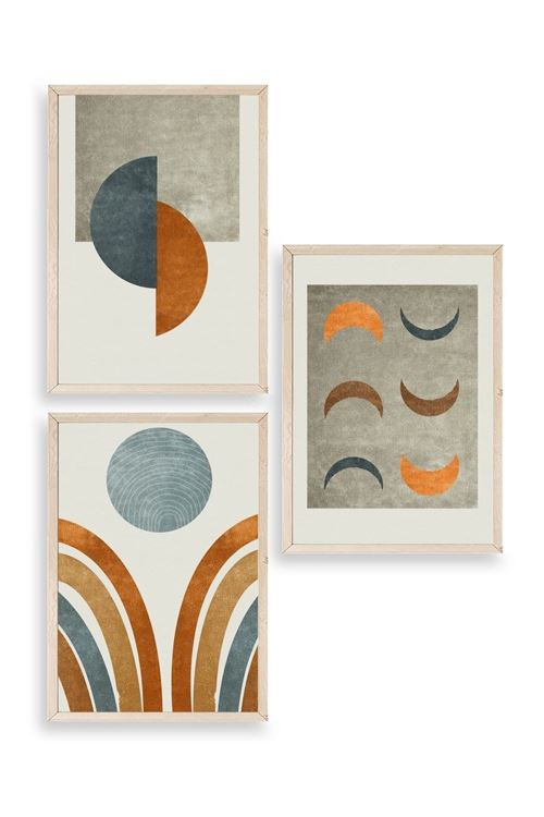 Manzara Üçlü Ahşap Çerçeveli Tablo 30 x 42