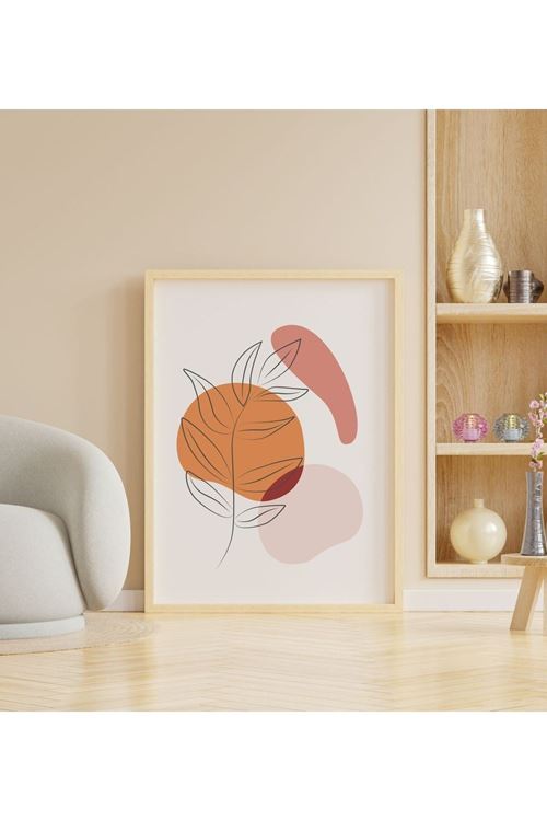 Ahşap Soyut Dekoratif Çerçeveli Tablo - Trnc 50 x 70