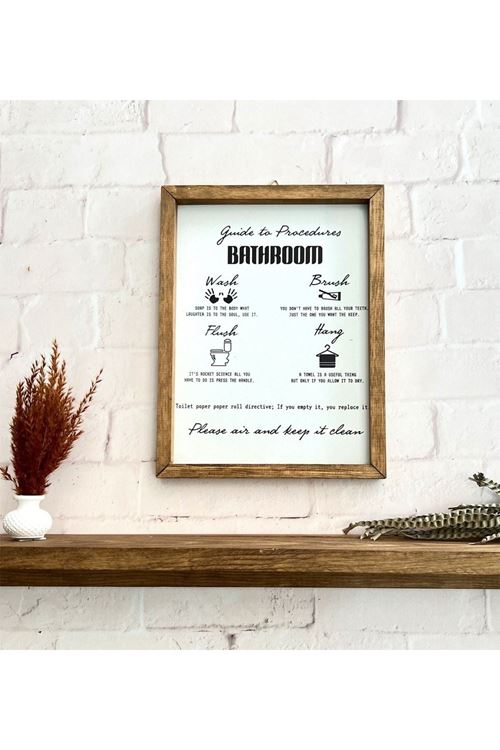 Banyo Prosedürü Bathroom Guide To Procedures Ahşap Çerçeve 23 x 30