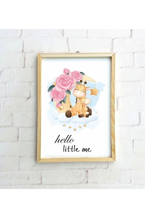 Çocuk Odası Ahşap Çerçeveli Zürafa Tablo 30 x 42