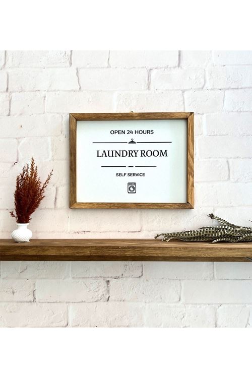 Banyo Laundry Room Ahşap Çerçeve - Beyaz Zemin 10 x 10