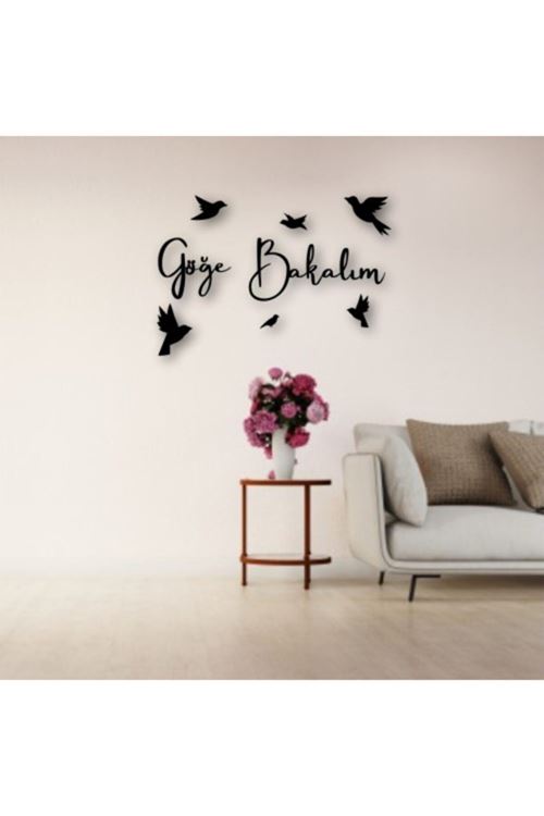 Göğe Bakalım Yazılı Ahşap Tablo 50 x 41