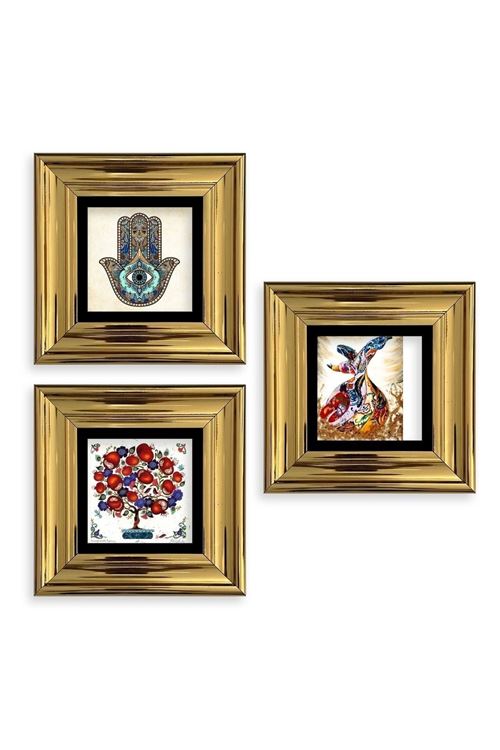 Mistik 3 lü Set Çerçeveli Taş Tablo 20 cm