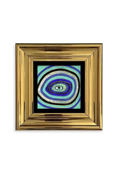 Nazar Boncuğu Çerçeveli Taş Tablo 20 cm