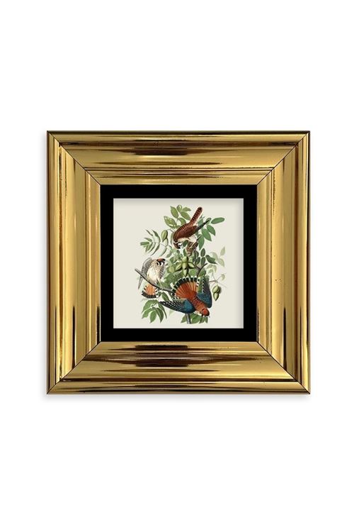 Kuş ve Yapraklar Çerçeveli Taş Tablo 20 cm