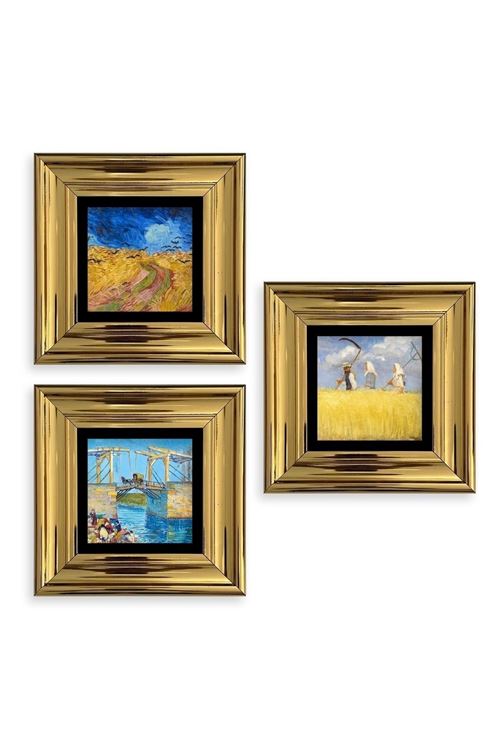 Kasaba 3 lü Set Çerçeveli Taş Tablo 20 cm