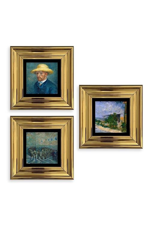 Van Gogh 3 lü Set Çerçeveli Taş Tablo 20 cm