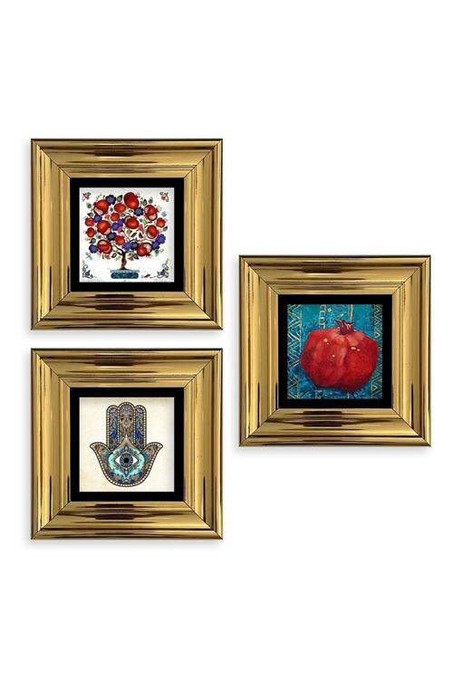 Mistik 3 lü Set Çerçeveli Taş Tablo 20 cm