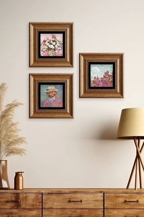 Van Gogh 3 lü Set Çerçeveli Taş Tablo 20 cm