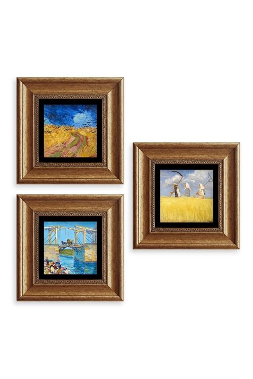 Kasaba 3 lü Set Çerçeveli Taş Tablo 20 cm