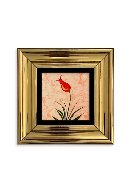 Ebru Lale Çerçeveli Taş Tablo 20 cm