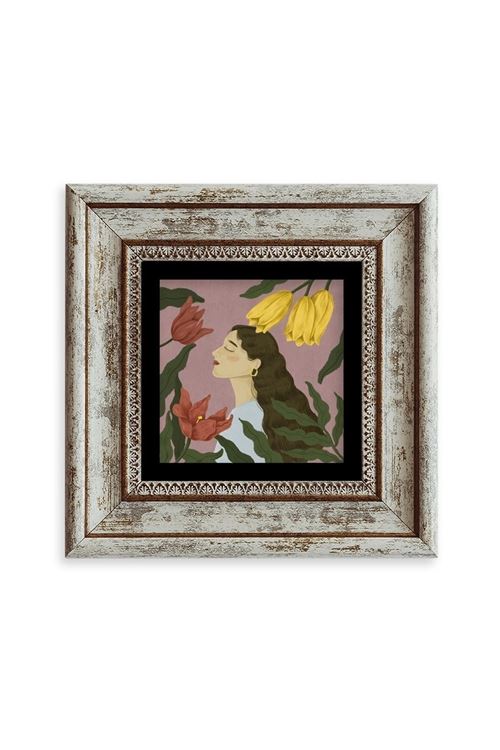 Kadın Çerçeveli Taş Tablo 20 cm