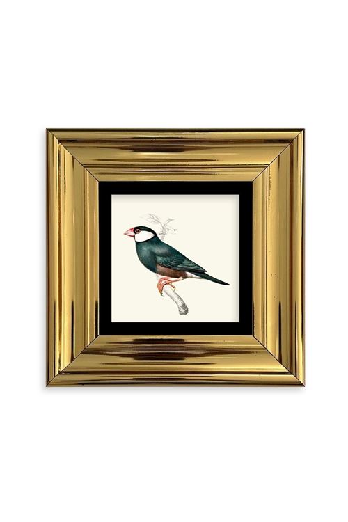 Yeşil Kuş Çerçeveli Taş Tablo 20 cm