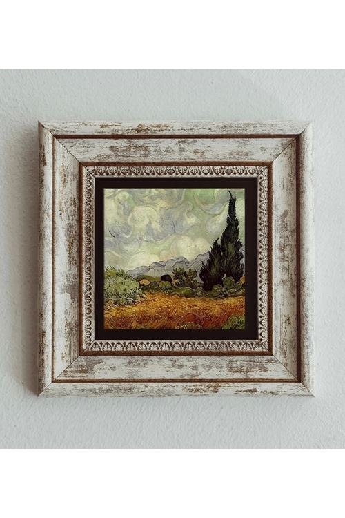 Van Gogh Çerçeveli Taş Tablo , Çerçeveli Taş Duvar Dekoru 20 cm
