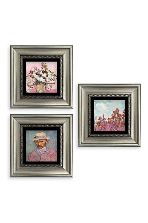 Van Gogh 3 lü Set Çerçeveli Taş Tablo 20 cm