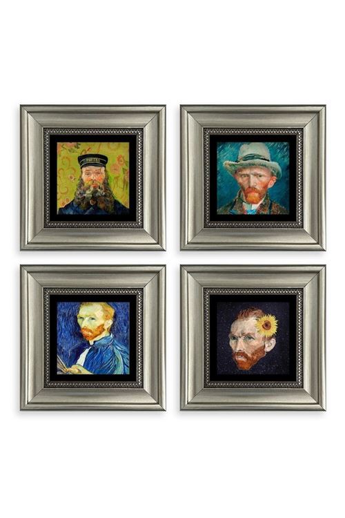 Van Gogh 4 lü Set Çerçeveli Taş Tablo 20 cm