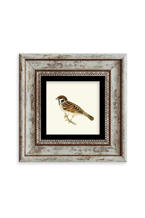 Daldaki Serçe Çerçeveli Taş Tablo 20 cm