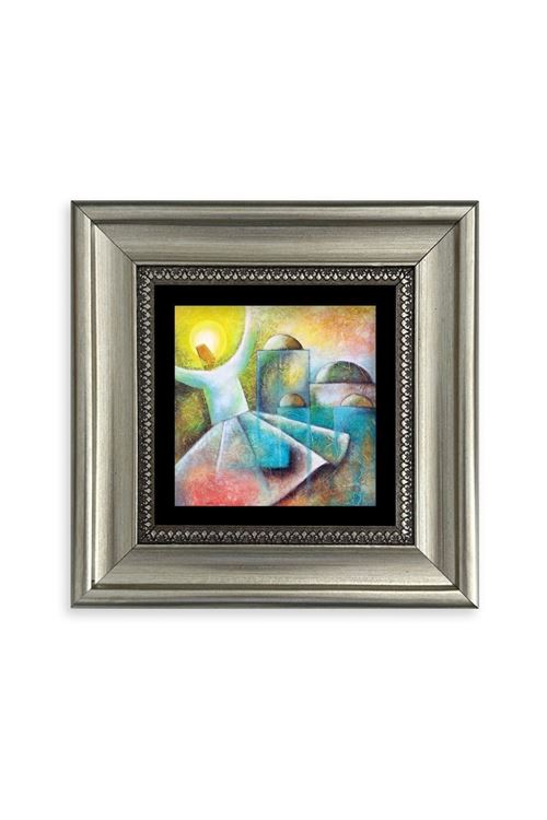 Semazen Mevlevi Çerçeveli Taş Tablo 20 cm