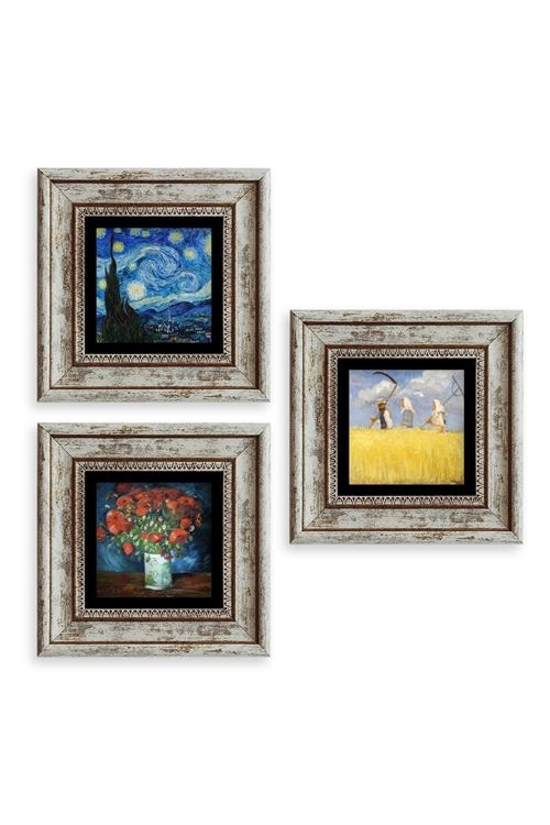 Van Gogh 3 lü Set Çerçeveli Taş Tablo 20 cm