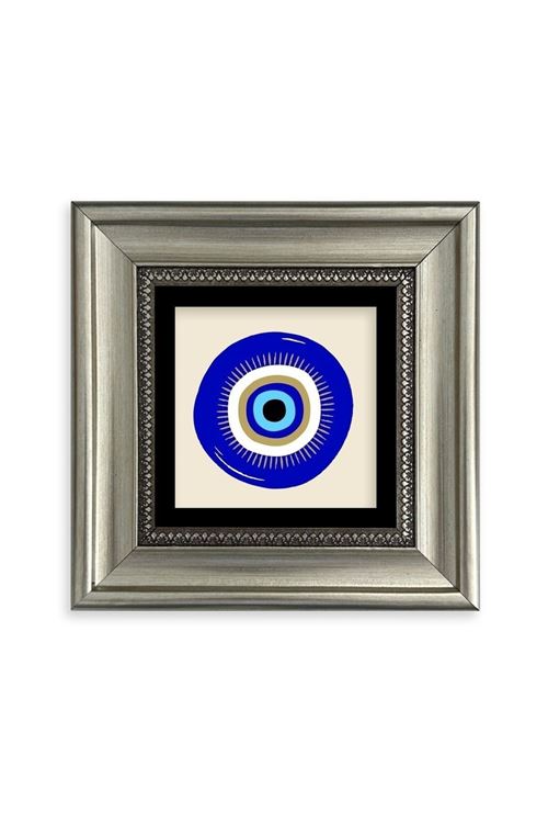 Nazar Boncuğu Çerçeveli Taş Tablo 20 cm