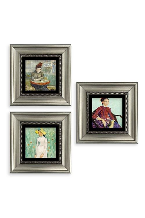 Kadınlar 3 lü Set Çerçeveli Taş Tablo 20 cm