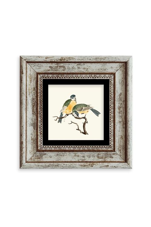 Dalda İki Kuş Çerçeveli Taş Tablo 20 cm