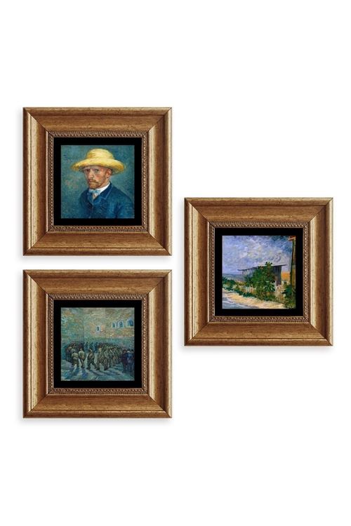 Van Gogh 3 lü Set Çerçeveli Taş Tablo 20 cm