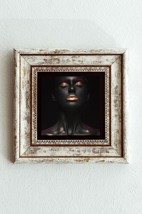 Afrikalı Kadın Çerçeveli Taş Tablo , Çerçeveli Taş Duvar Dekoru-enkcrcvtbl-00182 20 cm