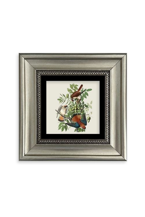 Kuş ve Yapraklar Çerçeveli Taş Tablo 20 cm