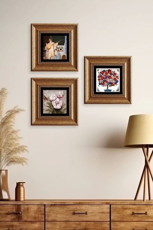 Mistik 3 lü Set Çerçeveli Taş Tablo 20 cm