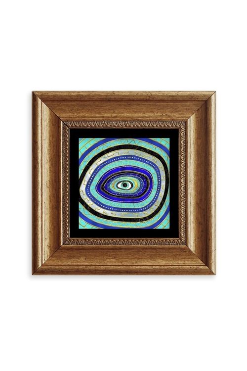 Nazar Boncuğu Çerçeveli Taş Tablo 20 cm