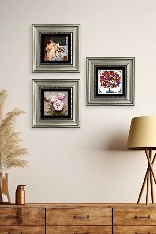 Mistik 3 lü Set Çerçeveli Taş Tablo 20 cm