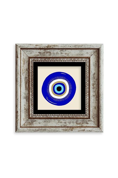 Nazar Boncuğu Çerçeveli Taş Tablo 20 cm