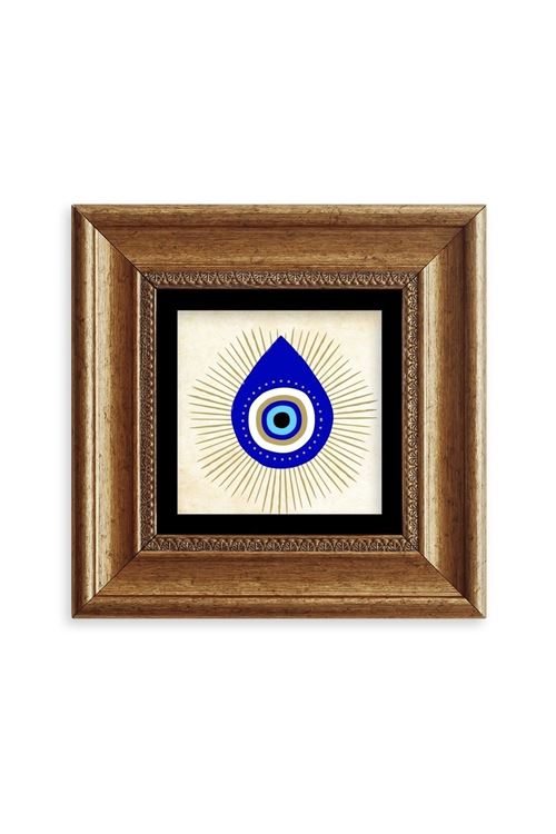 Nazar Boncuğu Çerçeveli Taş Tablo 20 cm