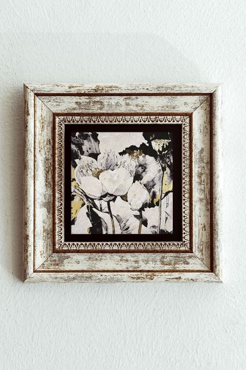 Çiçek Çerçeveli Taş Tablo , Çerçeveli Taş Duvar Dekoru-enkcrcvtbl-00155 20 cm