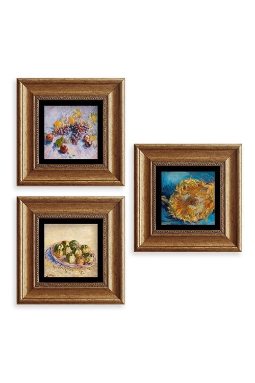 Van Gogh 3 lü Set Çerçeveli Taş Tablo 20 cm