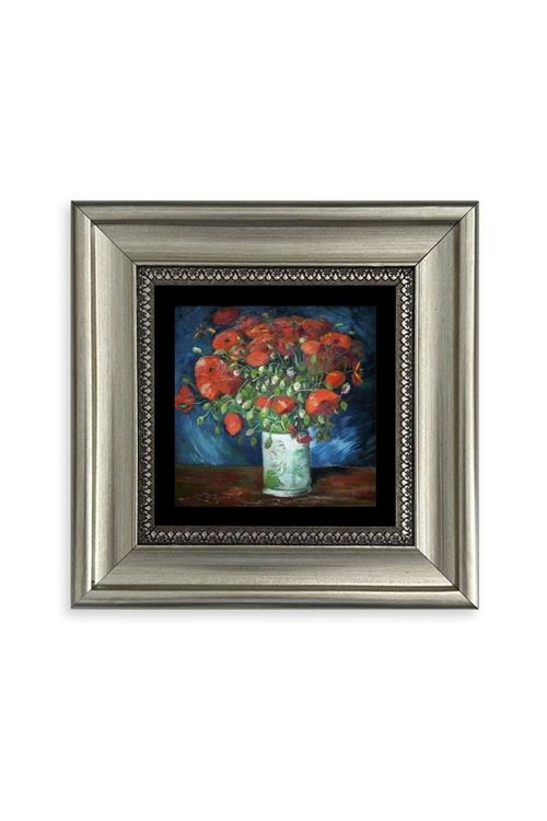 Van Gogh Çiçekli Vazo Çerçeveli Taş Tablo 20 cm