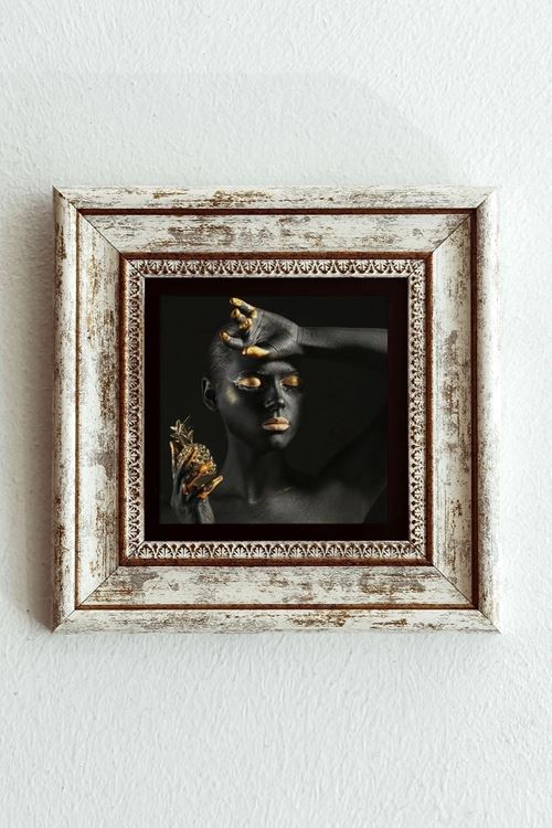 Afrikalı Kadın Çerçeveli Taş Tablo , Çerçeveli Taş Duvar Dekoru-enkcrcvtbl-00108 20 cm