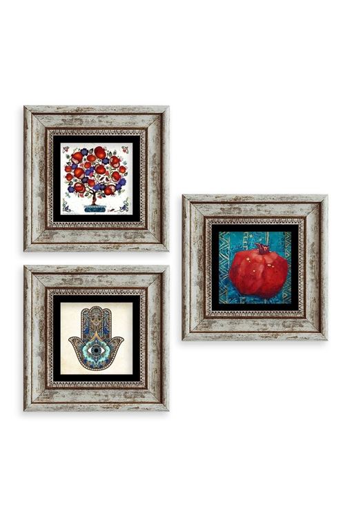 Mistik 3 lü Set Çerçeveli Taş Tablo 20 cm