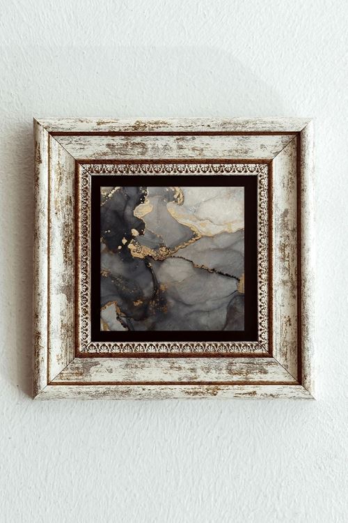 Desenli Çerçeveli Taş Tablo , Çerçeveli Taş Duvar Dekoru-enkcrcvtbl-00176 20 cm