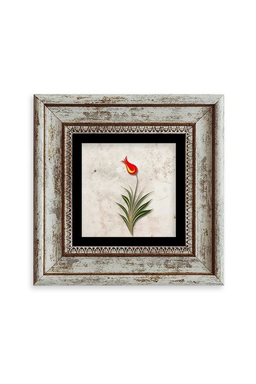 Ebru Lale Çerçeveli Taş Tablo 20 cm