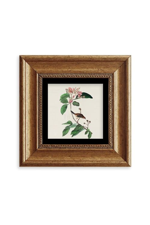 Yapraklar ve Kuş Çerçeveli Taş Tablo 20 cm