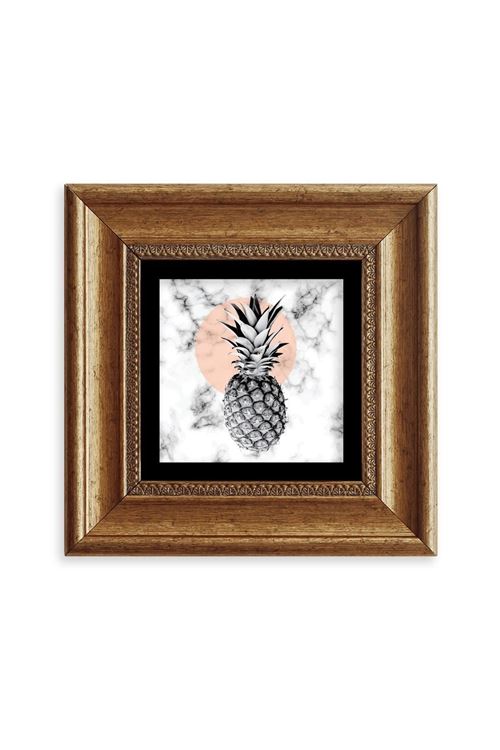 Ananas Çerçeveli Taş Tablo 20 cm