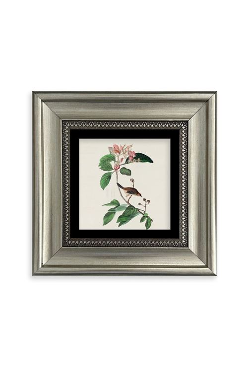 Yapraklar ve Kuş Çerçeveli Taş Tablo 20 cm