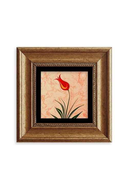 Ebru Lale Çerçeveli Taş Tablo 20 cm