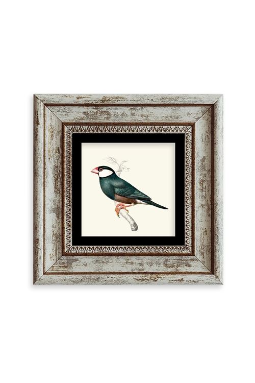 Yeşil Kuş Çerçeveli Taş Tablo 20 cm