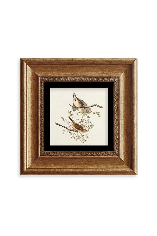 Yabani Dal Serçe Çerçeveli Taş Tablo 20 cm