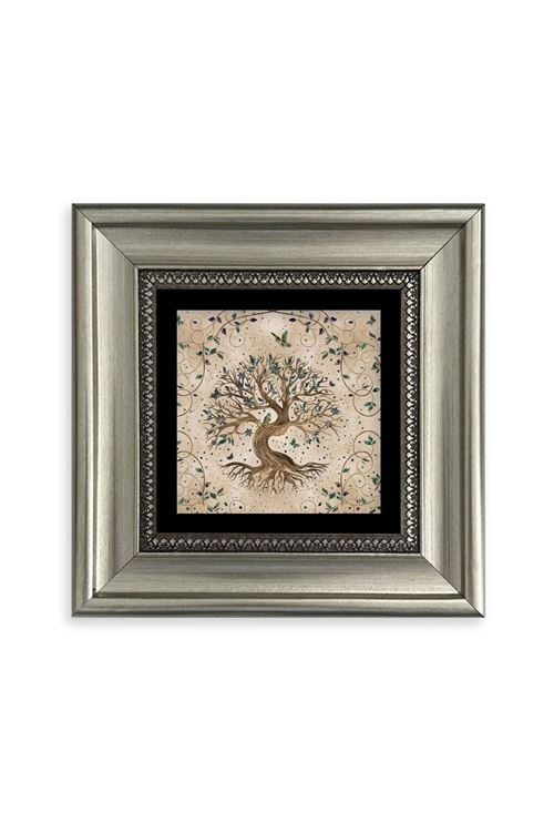 Hayat Ağacı Çerçeveli Taş Tablo 20 cm