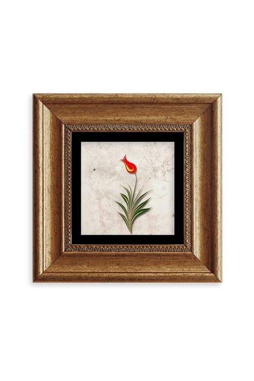 Ebru Lale Çerçeveli Taş Tablo 20 cm